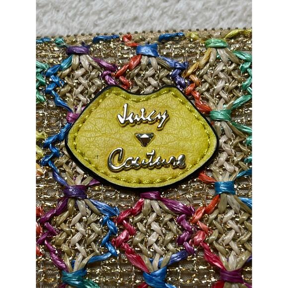 VTG Juicy Couture Summer Small Tote Straw Woven Gold Y2K Coastal Hawaii - Picture 4 of 16